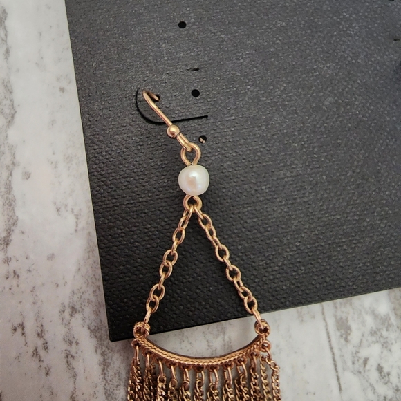 Cookie Lee copper and pearl dangling bead earrings NWT - Picture 3 of 10